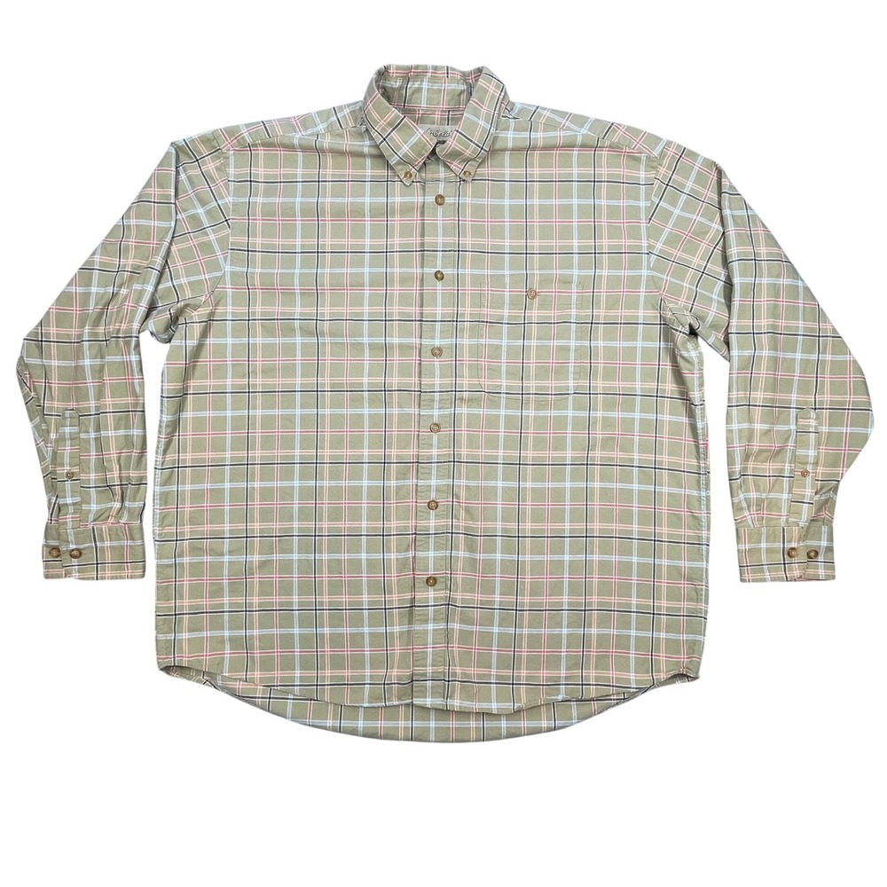 Cabela's Olive Plaid Outfitter Series Button Down Shirt Mens XL